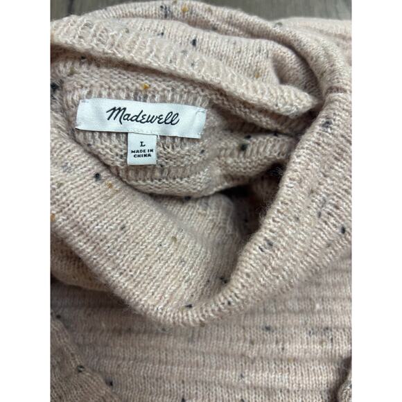 Madewell Speckled Mock Neck Sweater Women’s L Beige Wool Blend Cozy - Picture 3 of 8